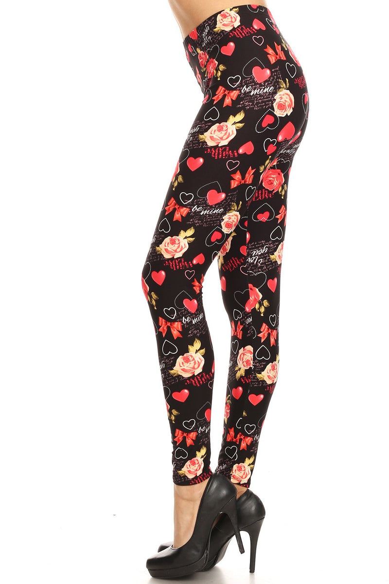 Womens Plus Valentine Theme Pattern Printed Leggings Izzyzx