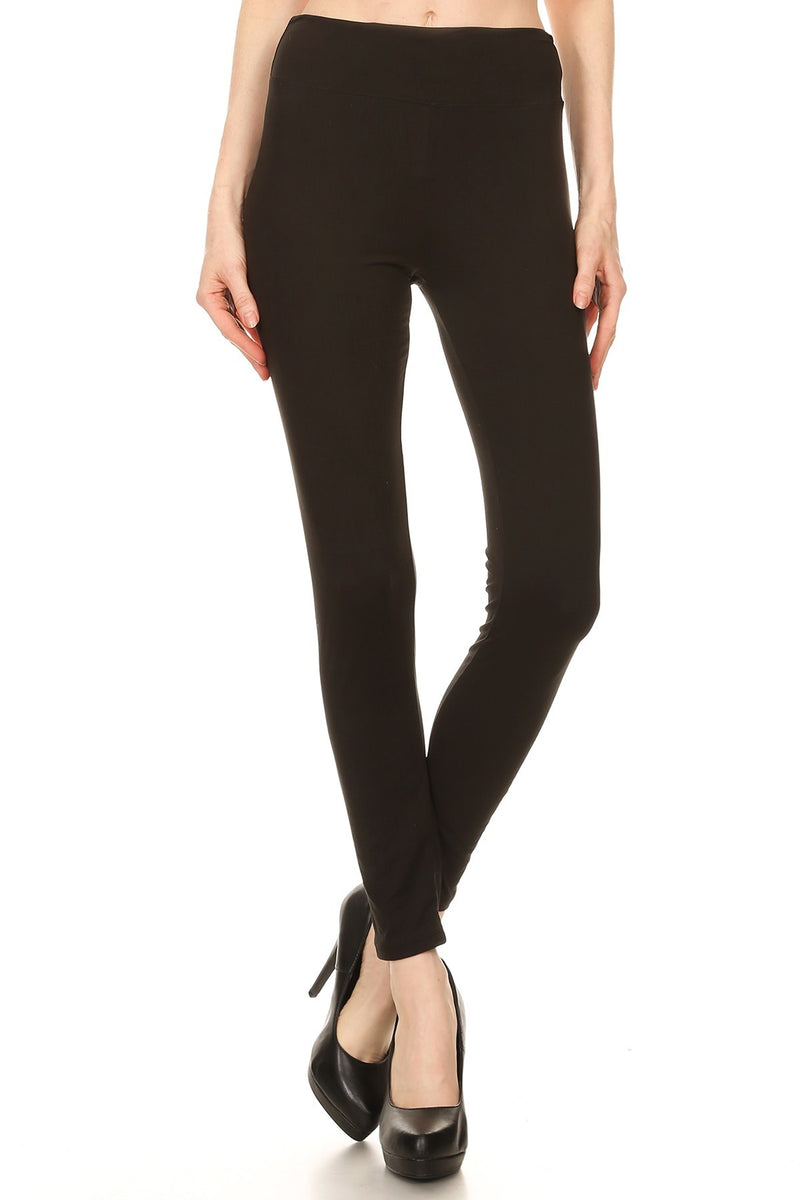 Women's Solid High Waist Leggings with Mesh Panel and Side Pockets