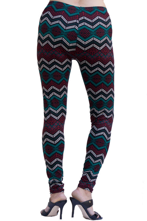 Women's Regular SawTooth Multi Colored Leggings