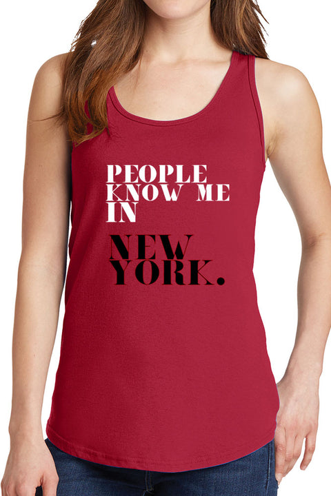 Women's People Know Me in New York Core Cotton Tank Tops -XS~4XL