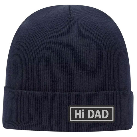 Hi Dad Leatherette Patch Superior Cotton Blend 12" Classic Knit Cuff Beanies for Men