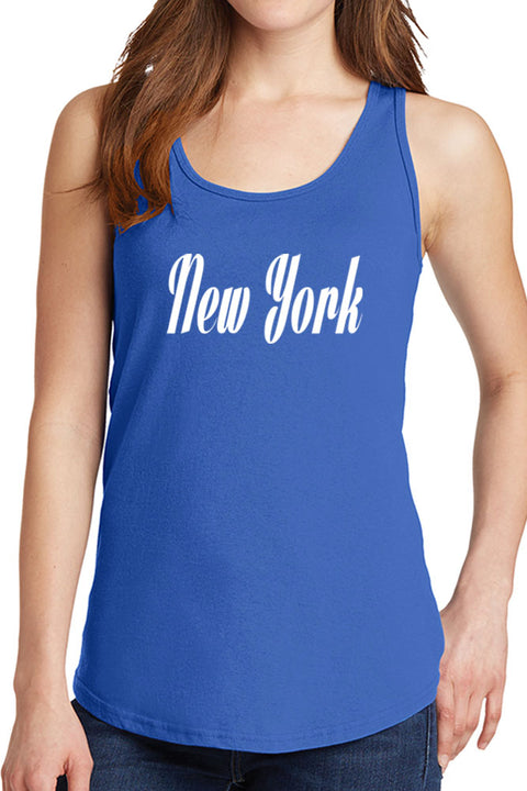 Women's New York Cursive Design Core Cotton Tank Tops -XS~4XL