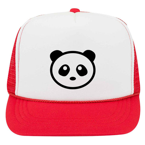 Giant Panda Suede Like Feel Textured Printed 5 Panel High Crown Foam Mesh Back Trucker Hat for Boys and Girls